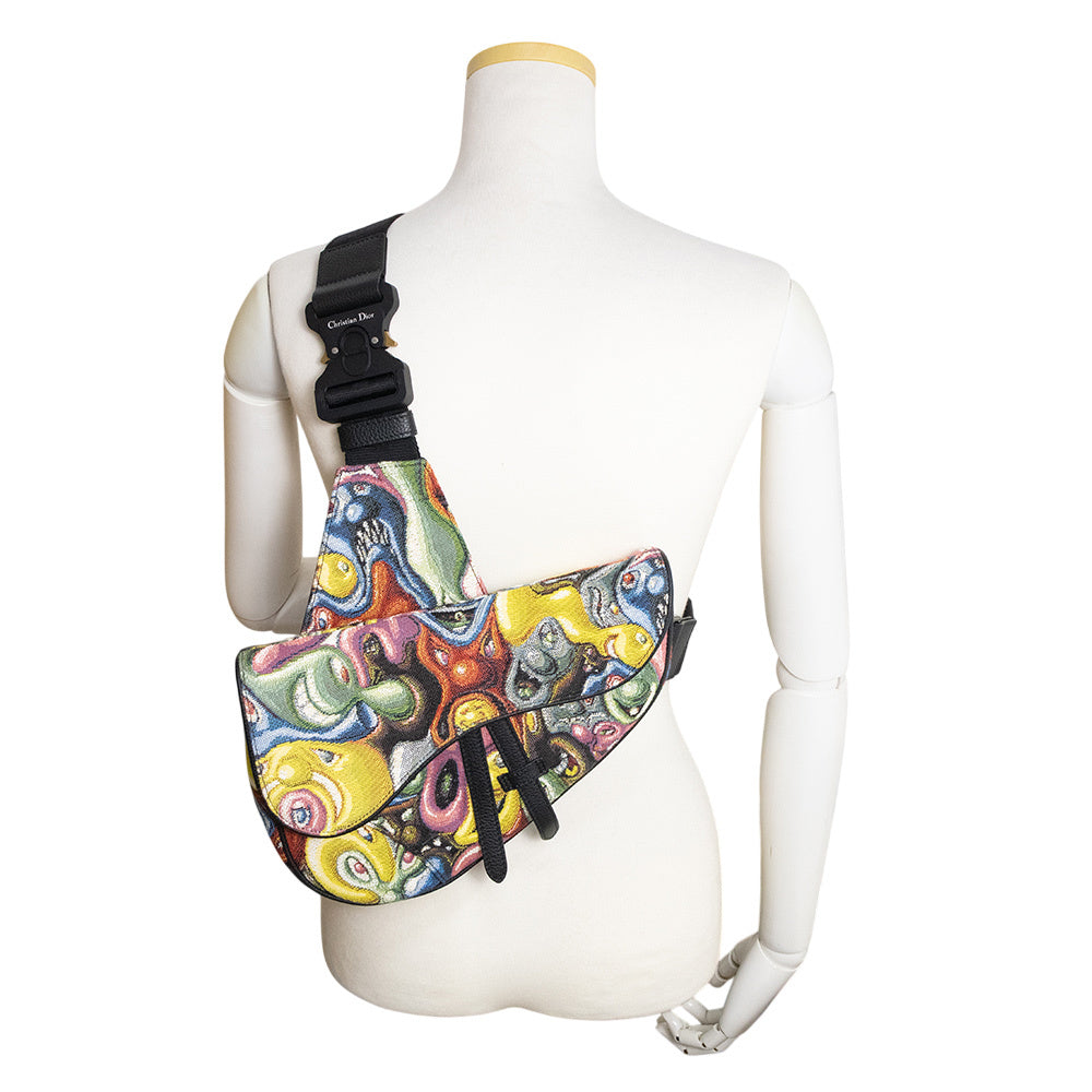 Dior x Kenny Scharf Saddle Bag Multicolor Jacquard Crossbody Bag SS21