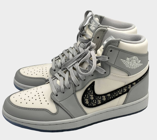 Dior x Air Jordan 1 High OG Size 26.5cm Grey White Monogram Swoosh Luxury Collaboration Sneaker Full Set Ready