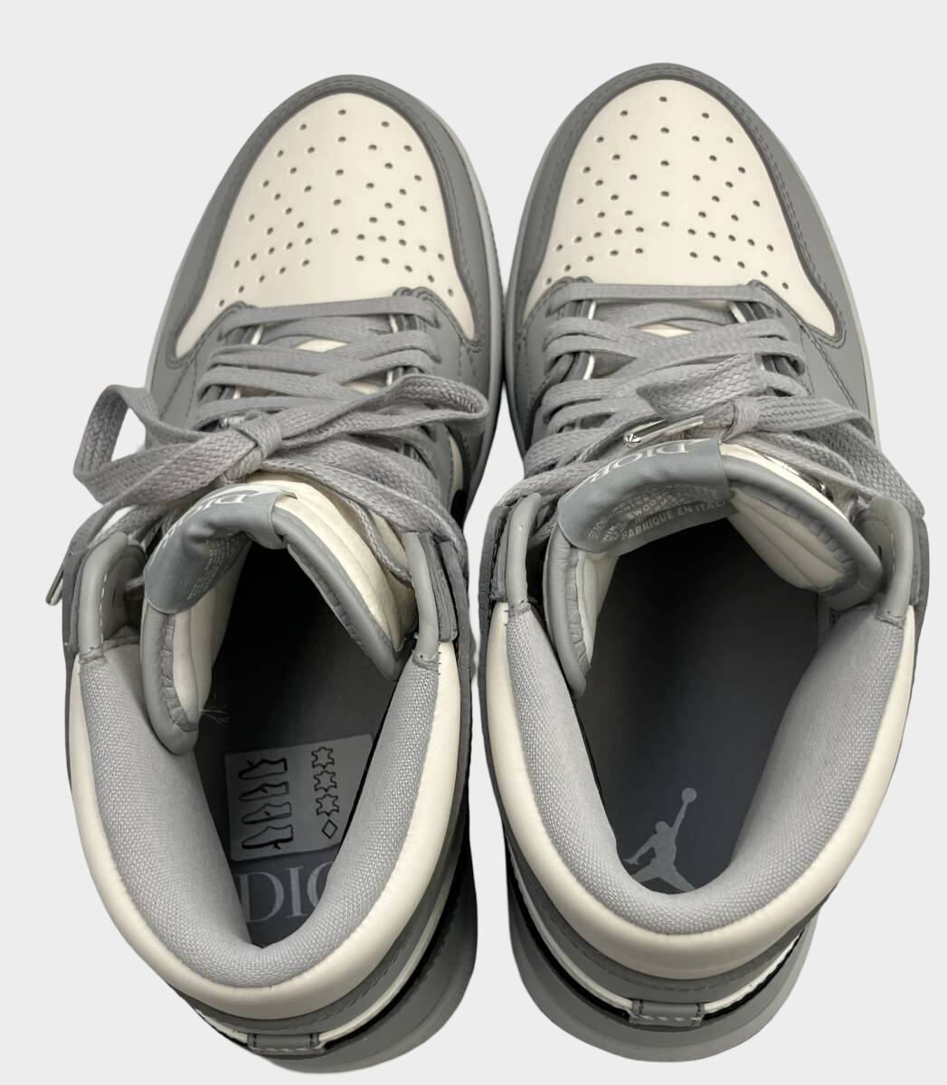 Dior x Air Jordan 1 High OG Size 26.5cm Grey White Monogram Swoosh Luxury Collaboration Sneaker Full Set Ready