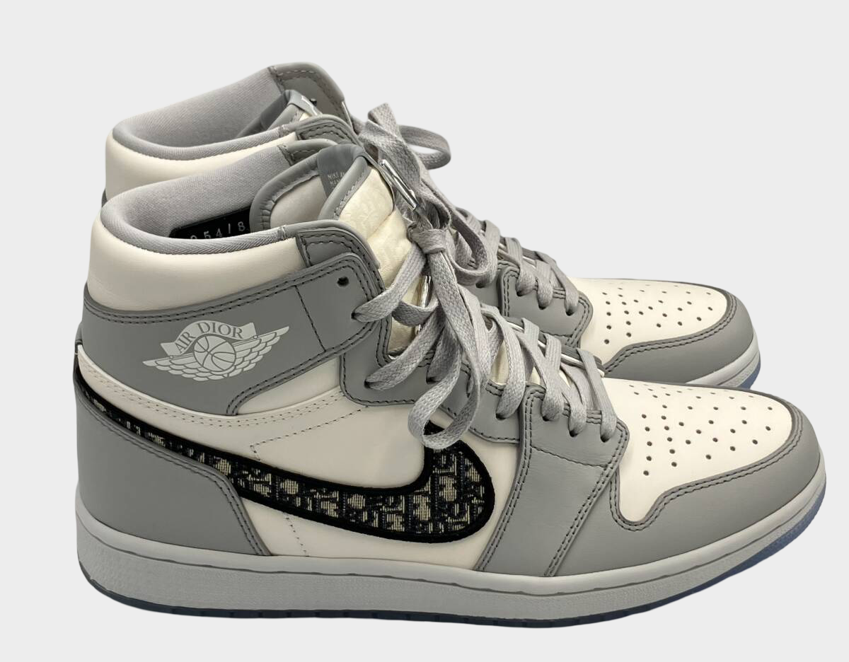 Dior x Air Jordan 1 High OG Size 26.5cm Grey White Monogram Swoosh Luxury Collaboration Sneaker Full Set Ready