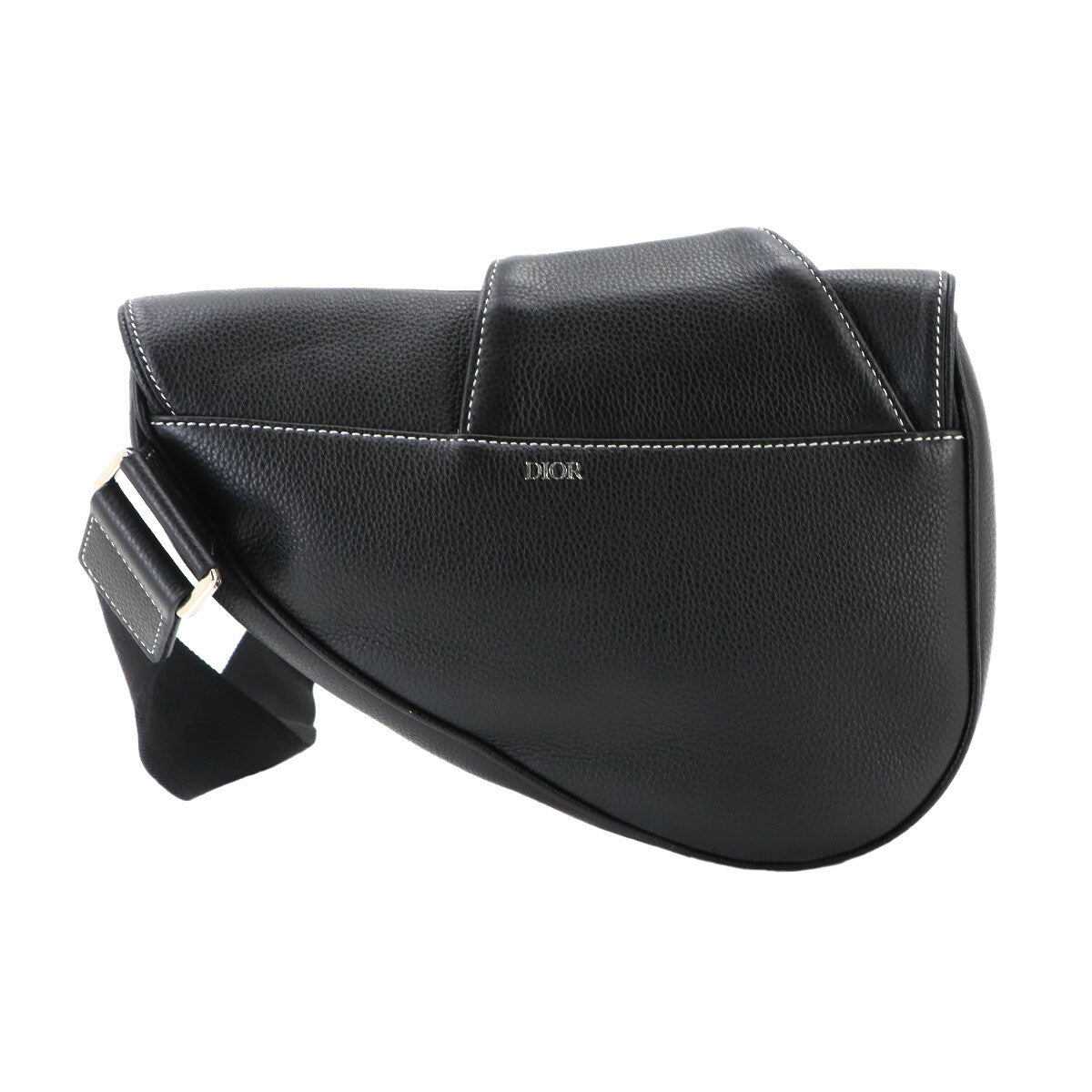 Dior x Shawn Stussy Saddle Bag Black Leather Skull Crossbody 9034A0069