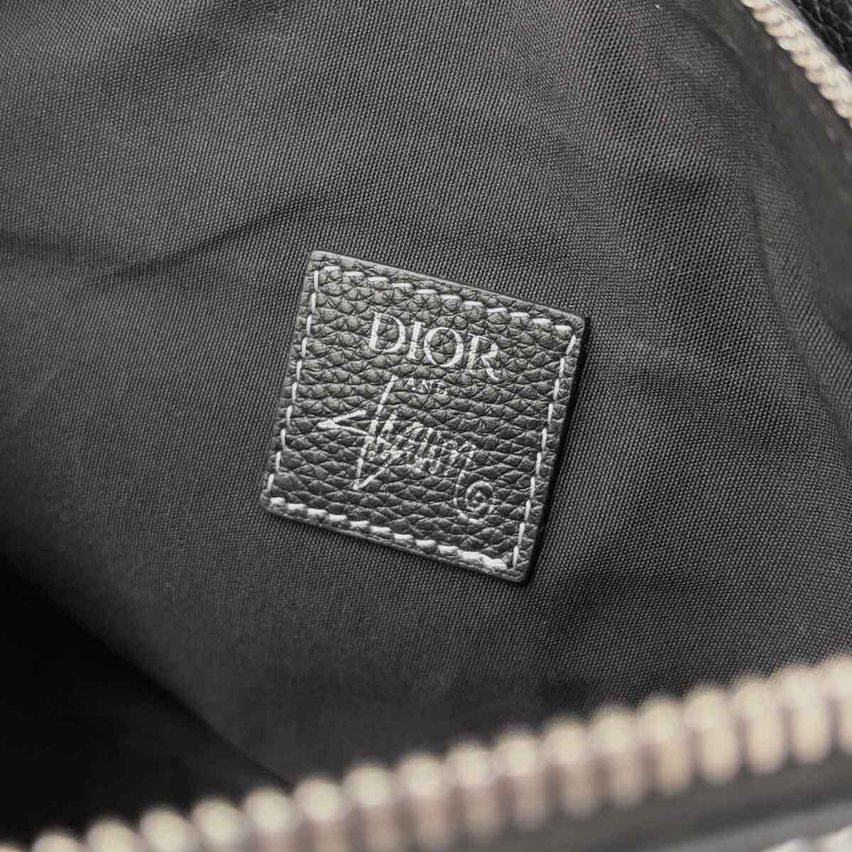 Dior x Shawn Stussy Saddle Bag Black Leather Skull Crossbody 9034A0069