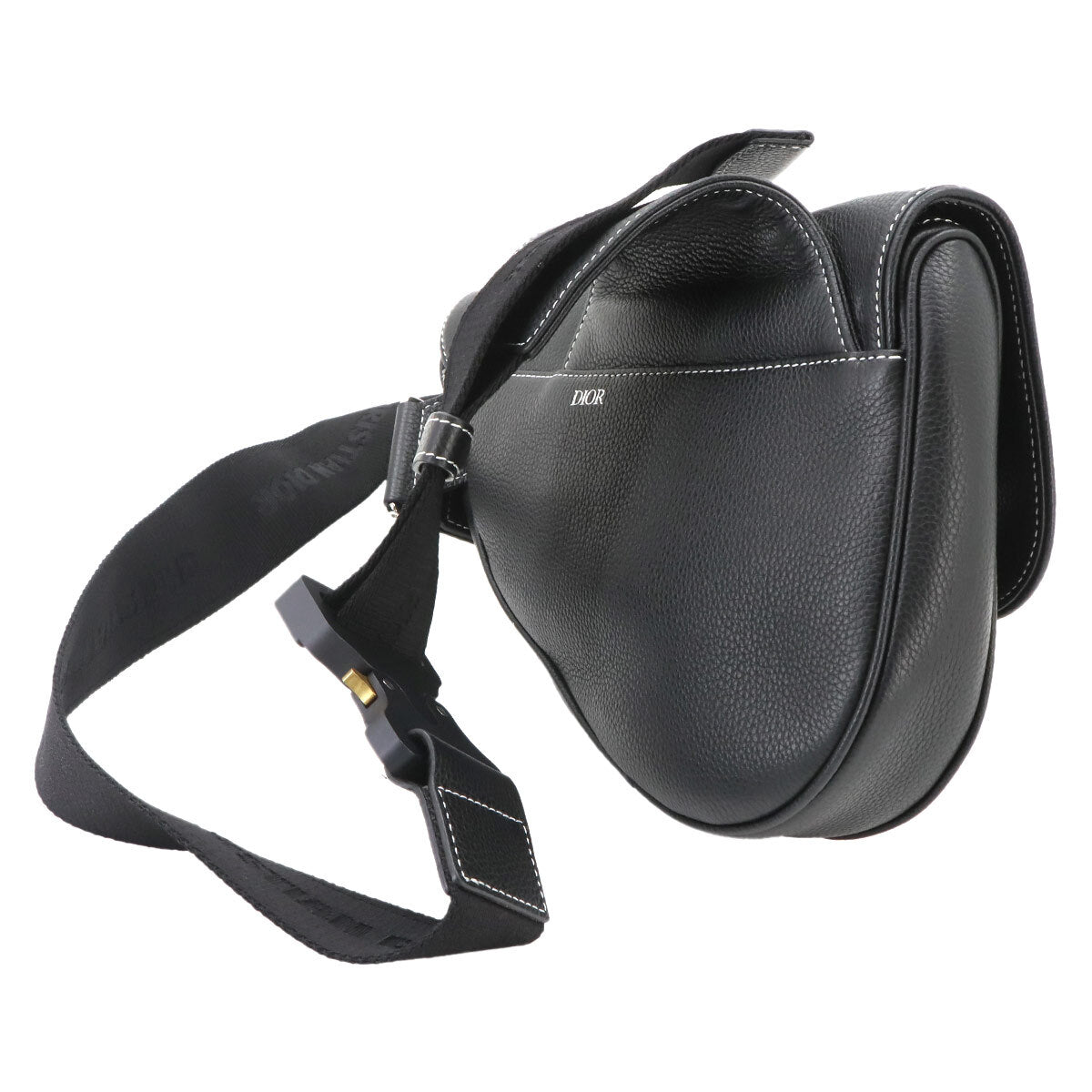 Dior x Shawn Stussy Saddle Bag Black Leather Skull Crossbody 9034A0069