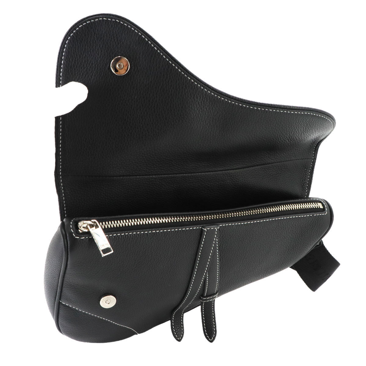 Dior x Shawn Stussy Saddle Bag Black Leather Skull Crossbody 9034A0069