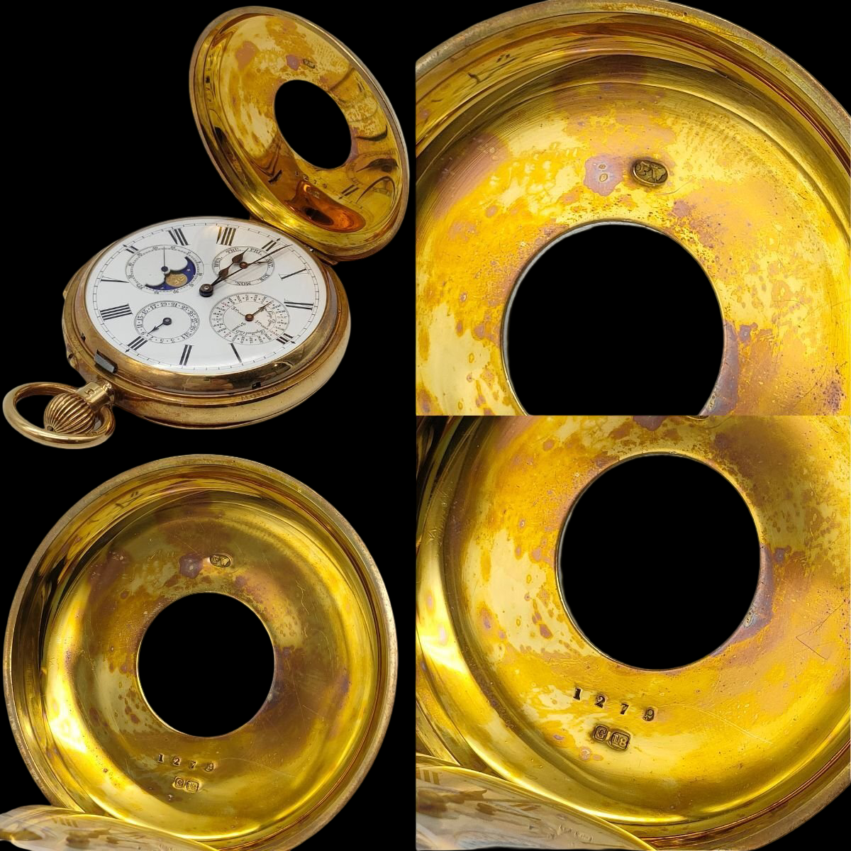 Donne & Son 18K Gold Antique Grand Complication Pocket Watch – Minute Repeater, Perpetual Calendar, Moonphase – Rare English Horology