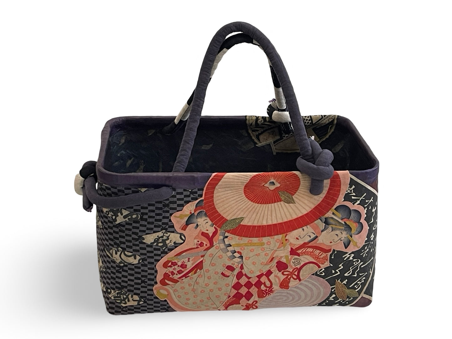 Handmade Japanese Kago Bag Ukiyoe Design