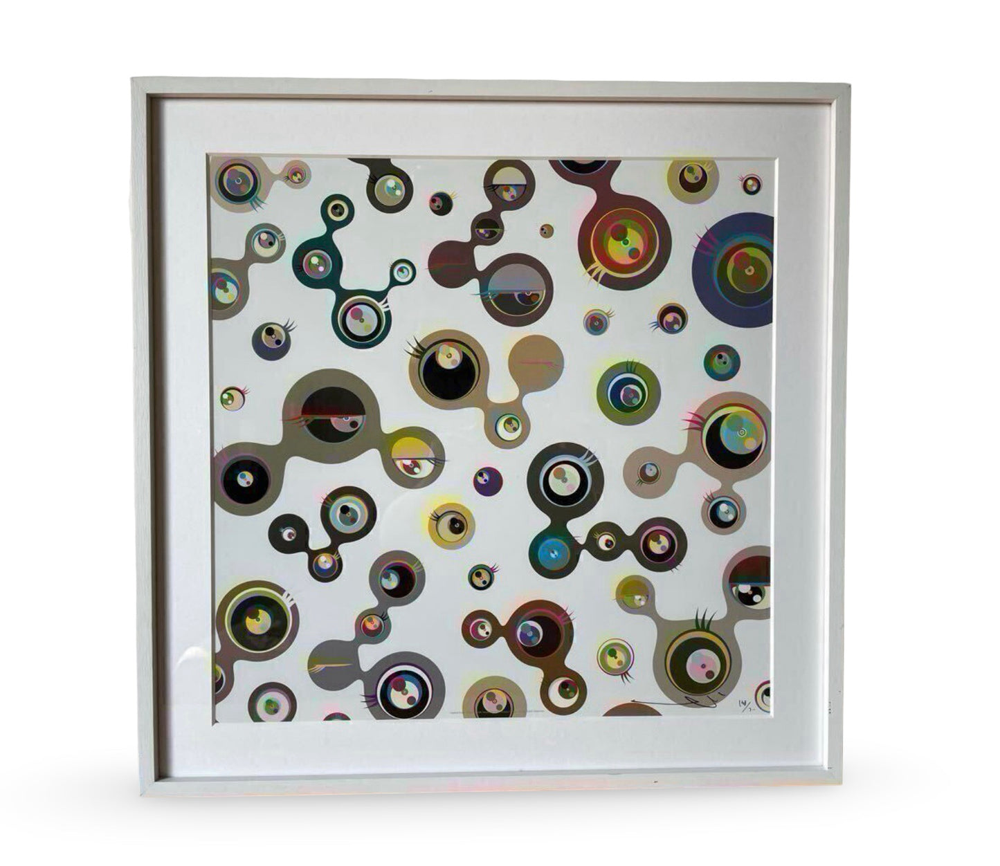 Takashi Murakami “Mememe Kurage White” Complete Set (1–4) Offset Lithographs Limited 300 Signed Kaikai Kiki Framed