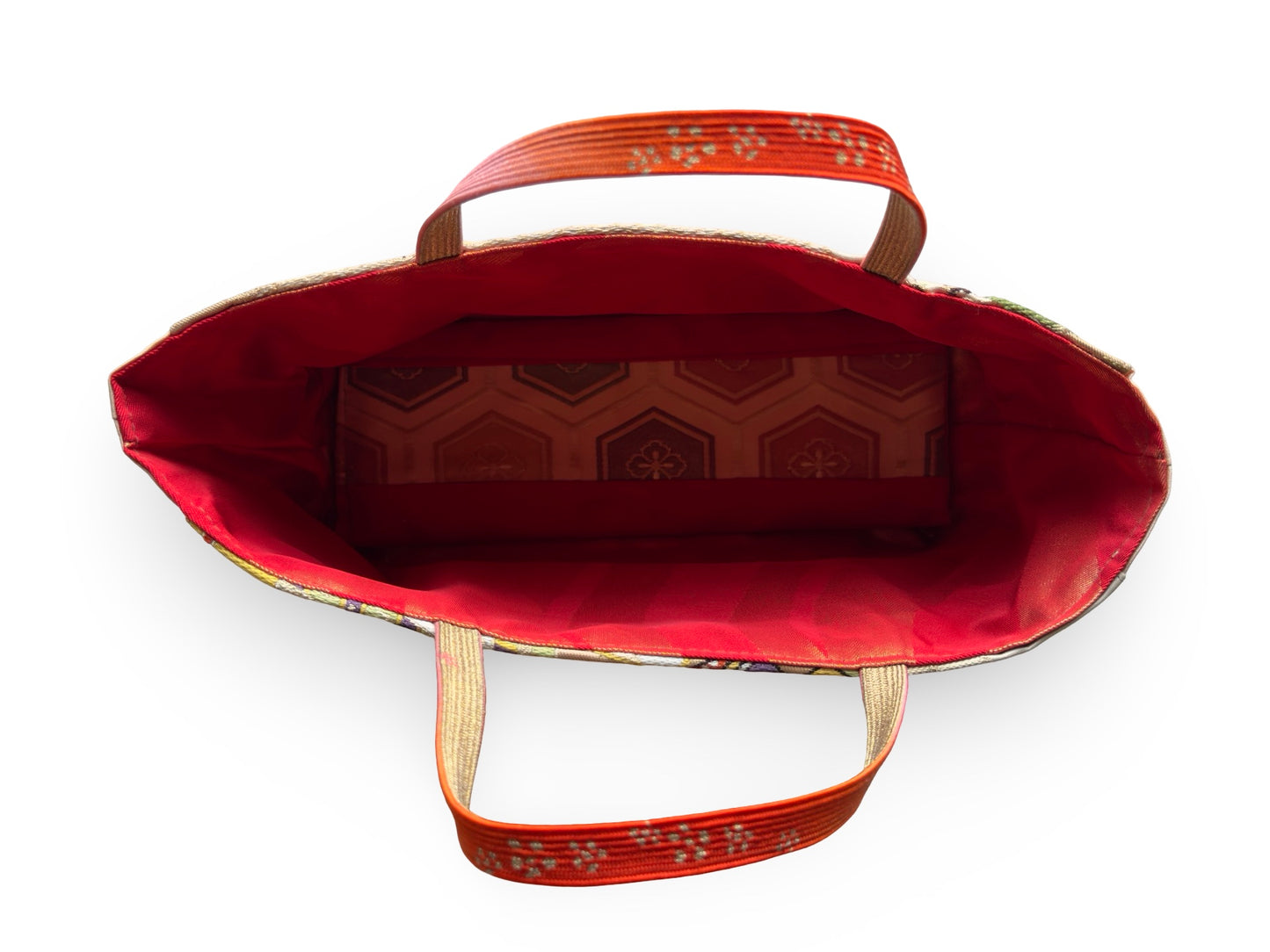 Remake Wagara Heian Court Tote Bag — Genji Monogatari Obi Fabric | Japanese Kimono Tapestry Art Handbag