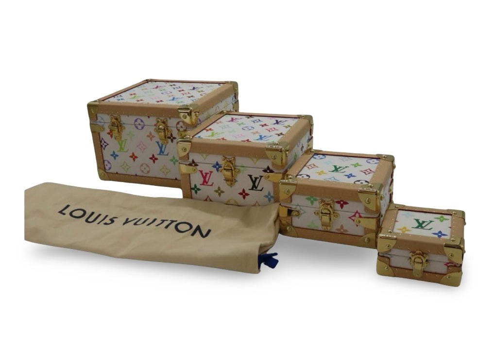 Rare Louis Vuitton × Takashi Murakami Monogram Multicolor “Pyramid Trunk Luggage Set” – M13126