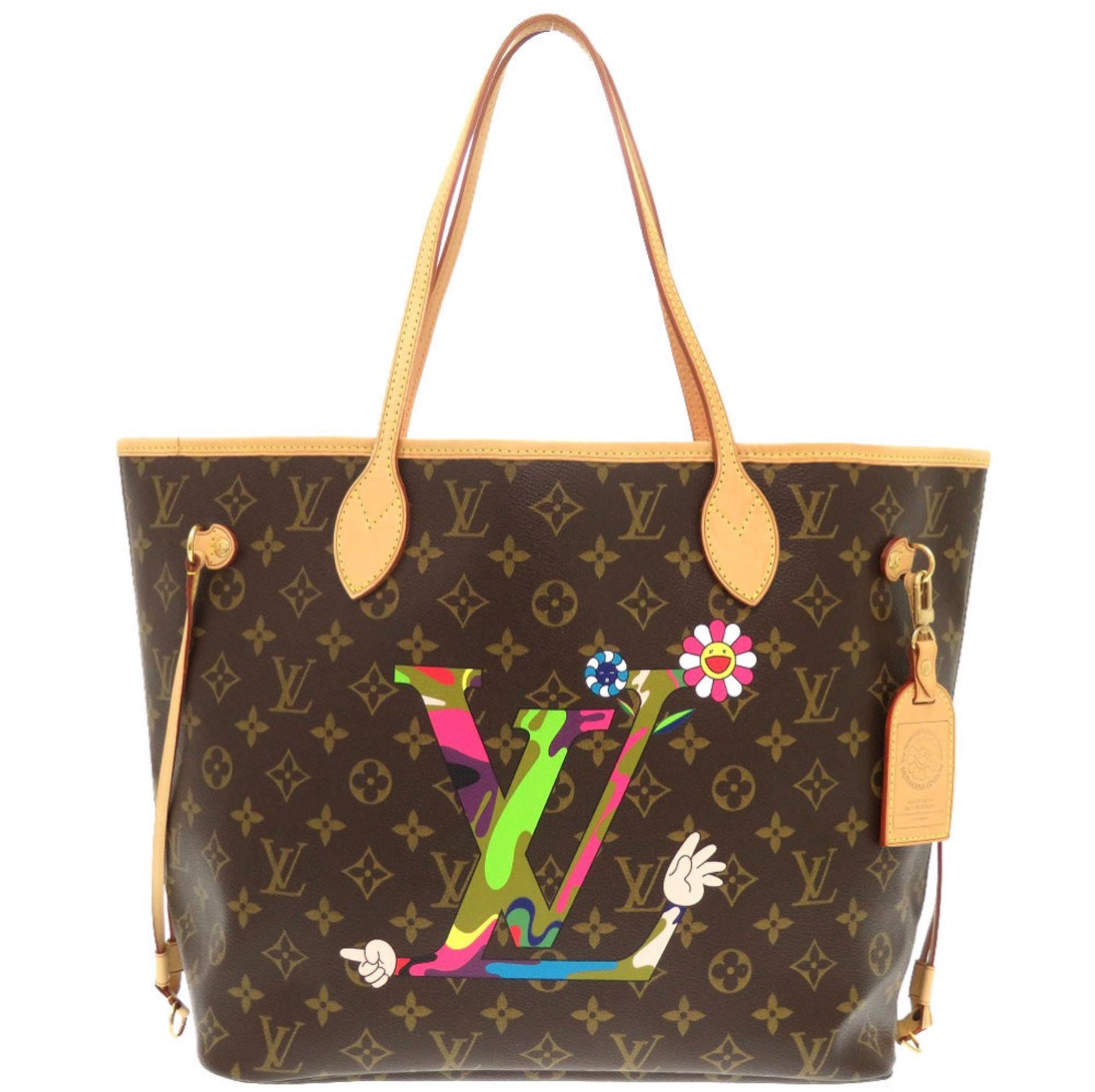 Louis Vuitton × Takashi Murakami MOCA Limited Neverfull MM M95560 – Monogram Canvas Tote Bag Pop Art LV Logo Japan Collector Piece