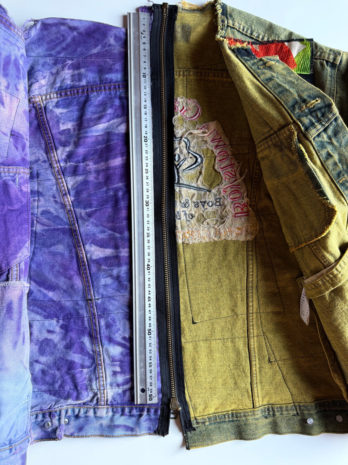 COTÉ MER Kimono Obi Patchwork Denim Remake Jacket L XL Japanese One of One Harajuku Streetwear Wearable Art
