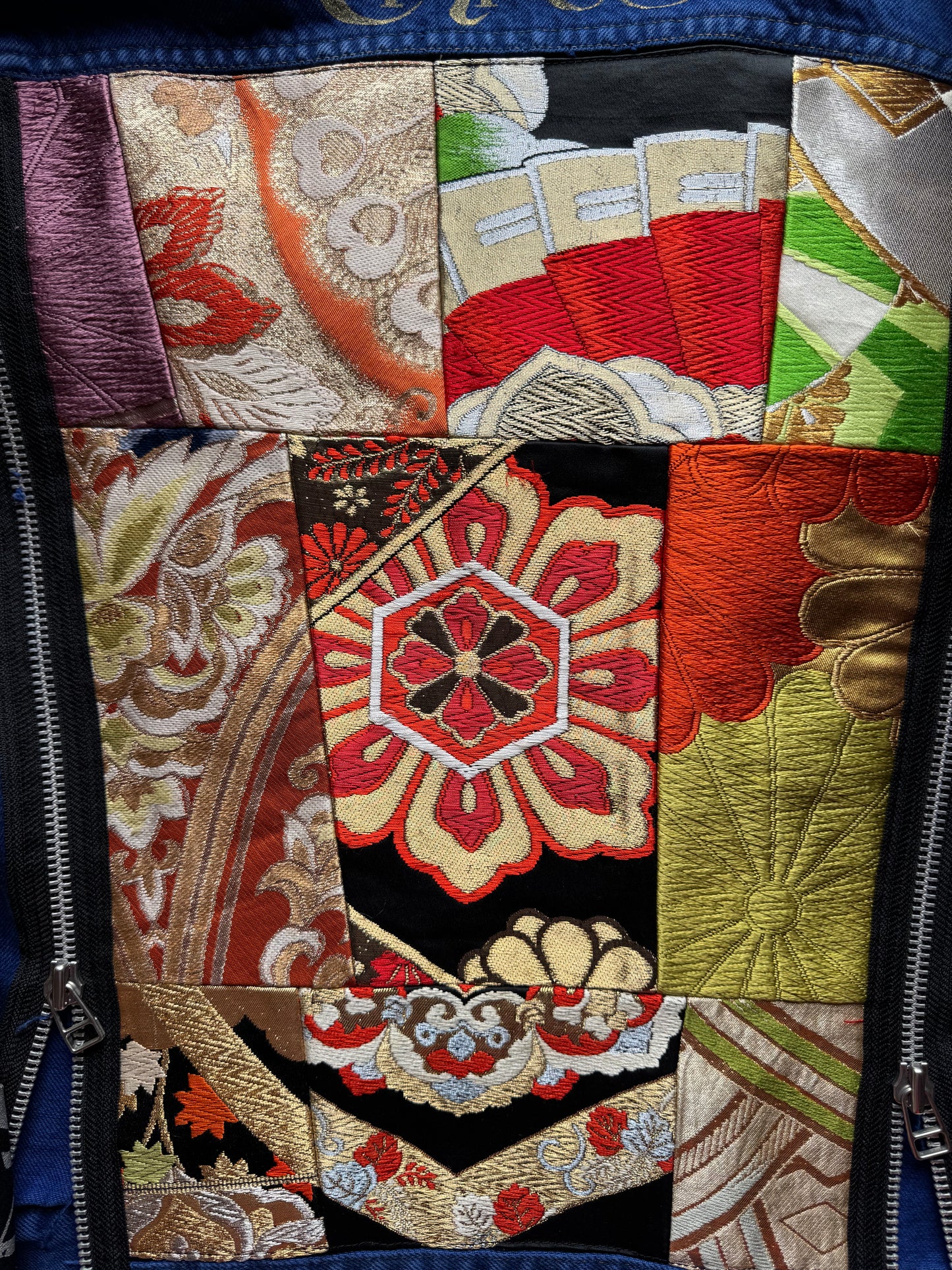 Broke City Gold COTÉ MER Kimono Obi Denim Jacket, One of One Japanese Patchwork Harajuku Streetwear Wagara Remake