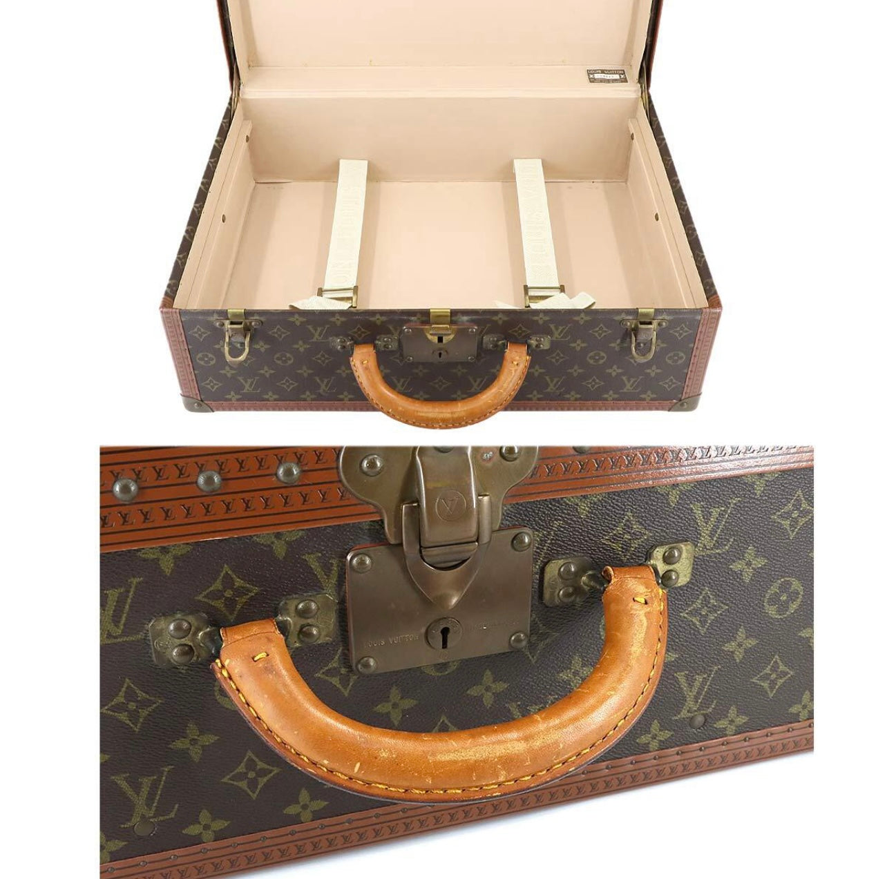 Louis Vuitton Vintage Monogram Trunk Tower Set of 5 – Brass Hardware, Collectible LV Travel Cases, Interior Décor Stack