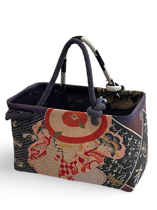 Handmade Japanese Kago Bag Ukiyoe Design