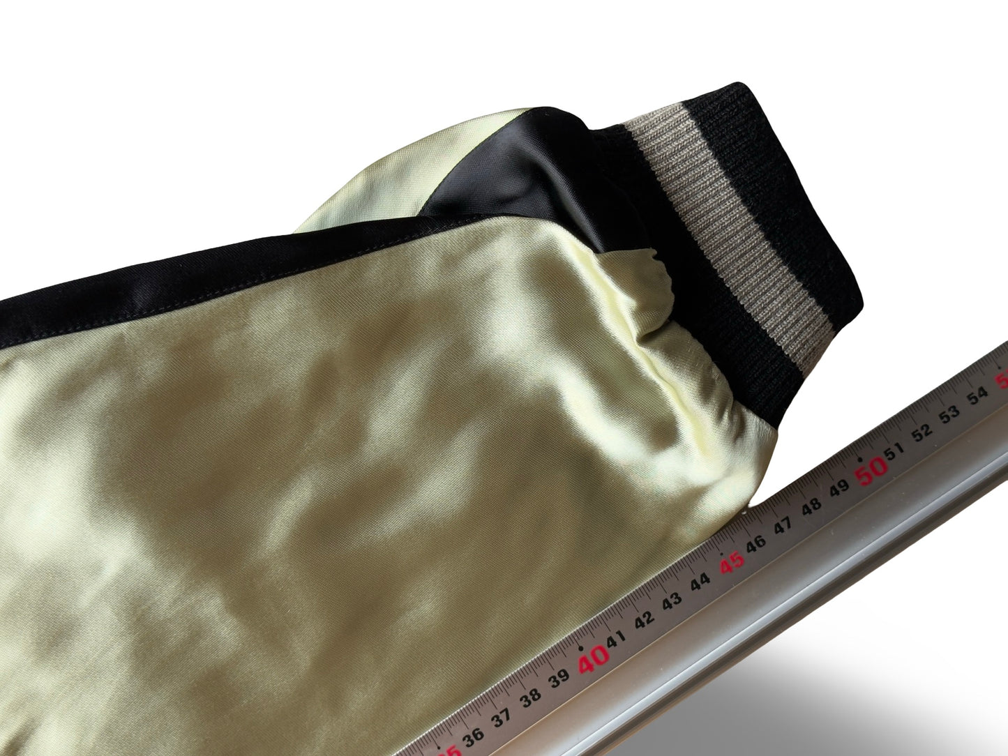 Vintage Japanese Sukajan Jacket – Godzilla × Mothra Embroidery • Kaiju Souvenir Jacket • Black & Gold Satin Bomber (One-Side Emblem)