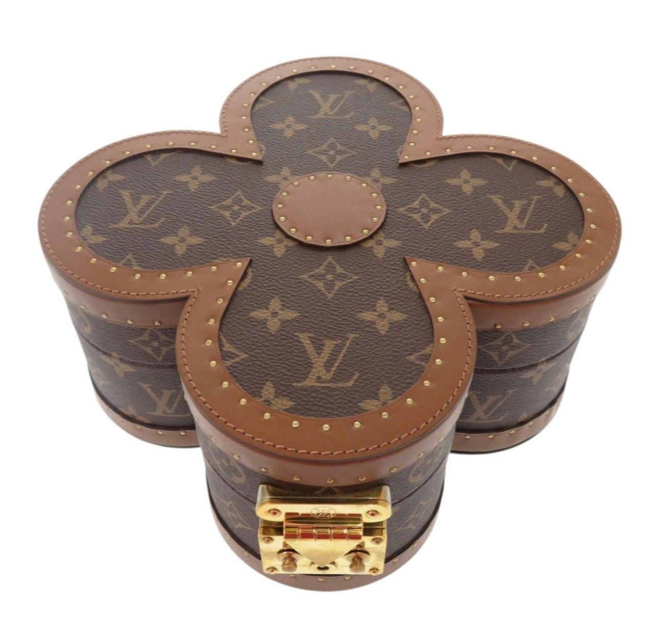 Louis Vuitton Blooming Flower Jewelry Box M11117 Monogram Canvas Brown Gold Hardware Rare Collectible Trunk-Style Case Unused S-Rank
