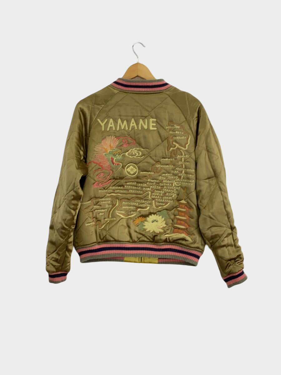 EVISU Yamane Genes Silk Sukajan Jacket Kyoto Tiger Yamane Embroidered Reversible Japanese Souvenir Jacket Gold Green Luxury Streetwear Size 40