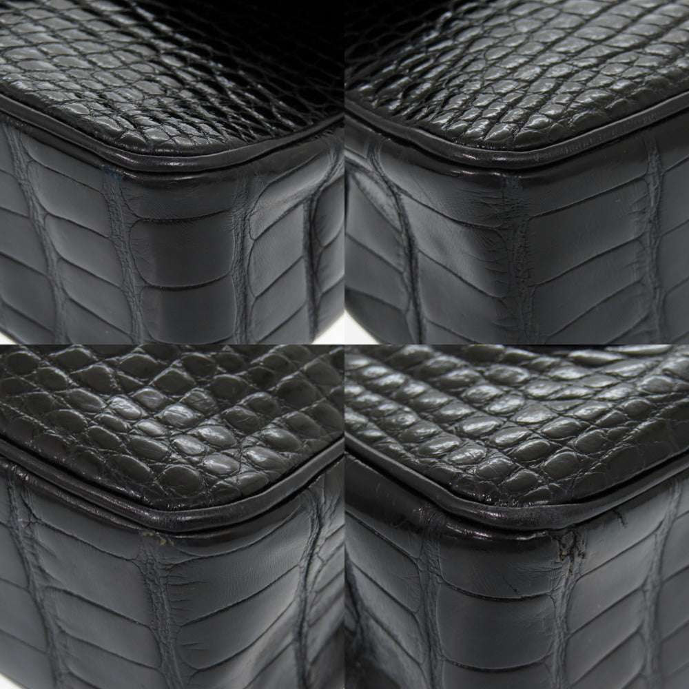 CHANEL MATELASSÉ 23 DOUBLE FLAP — CROCODILE BLACK × GOLD