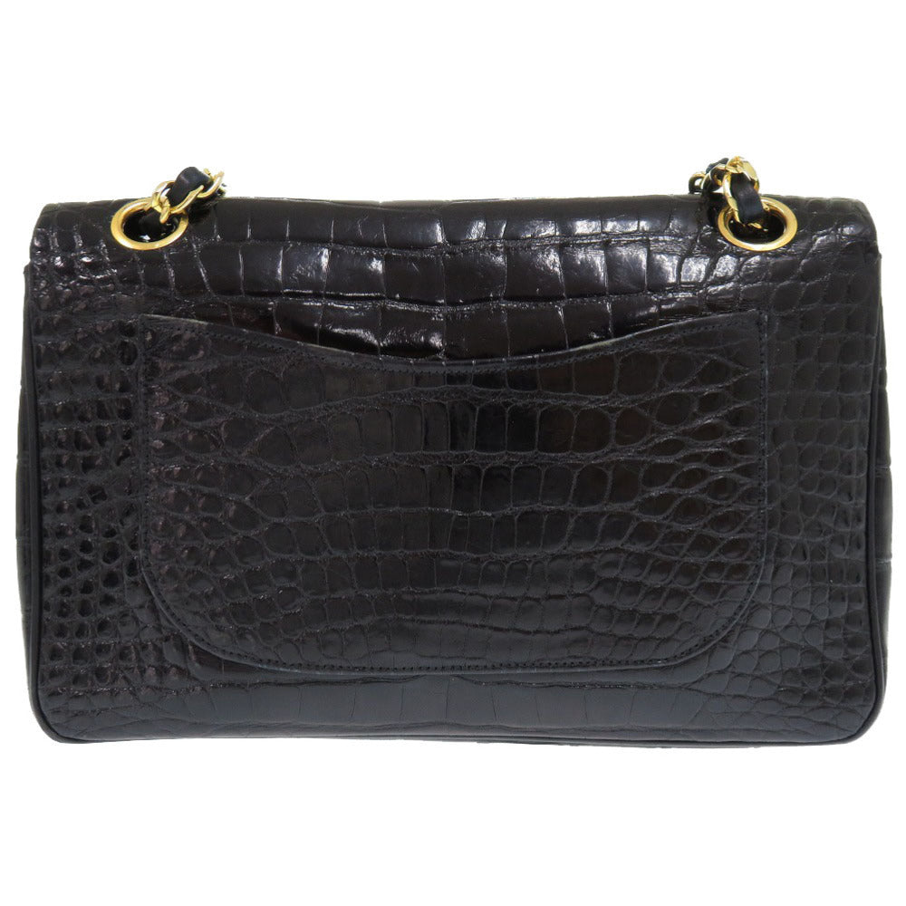 CHANEL MATELASSÉ 23 DOUBLE FLAP — CROCODILE BLACK × GOLD