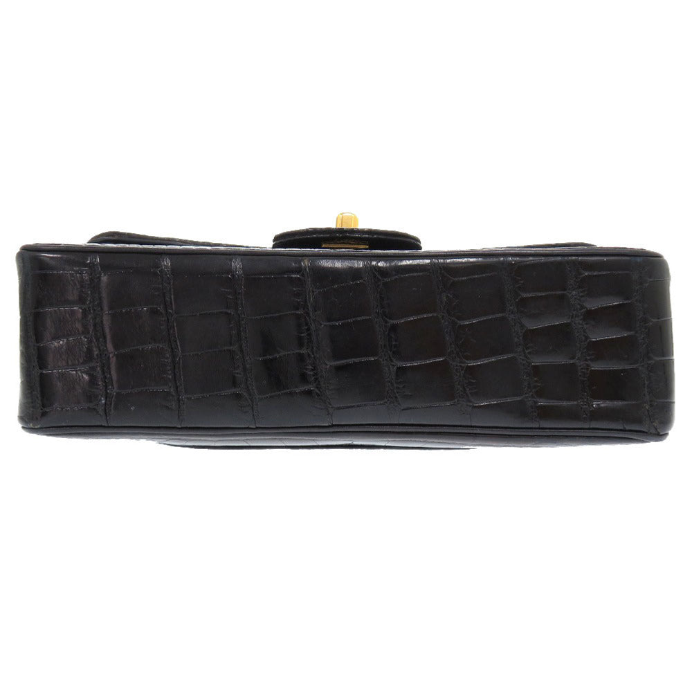 CHANEL MATELASSÉ 23 DOUBLE FLAP — CROCODILE BLACK × GOLD