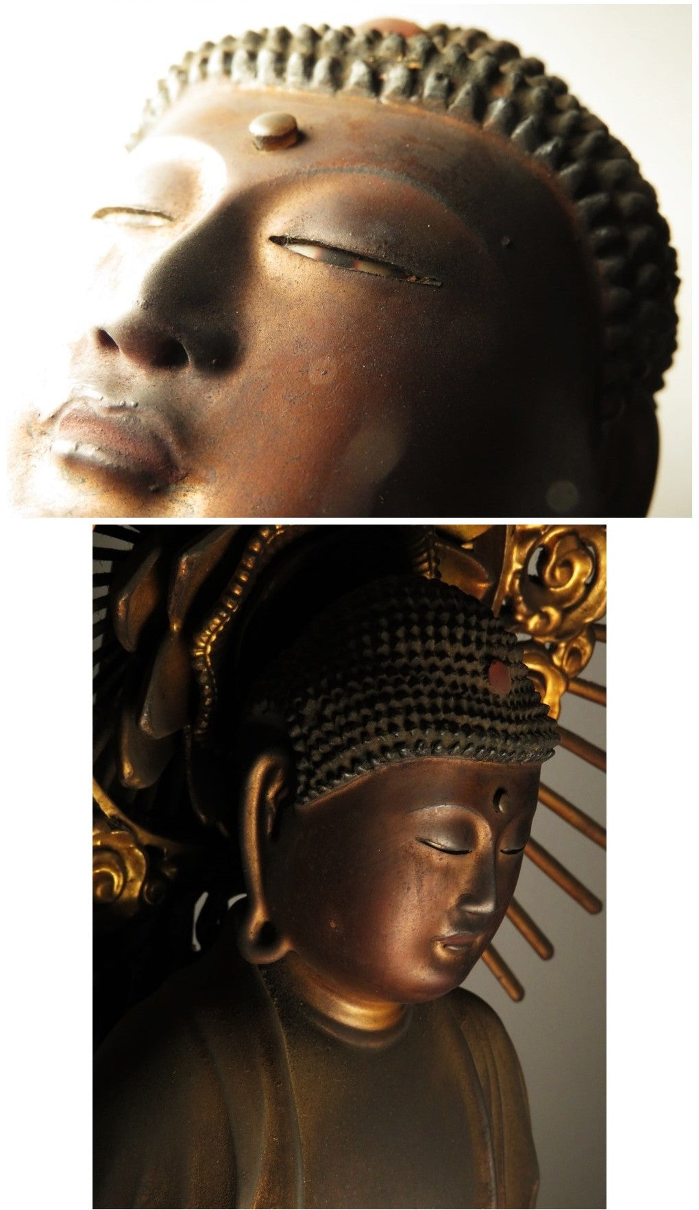 Early Edo Standing Amida Nyorai with Rock-Crystal Gyokugan Eyes — Temple-Release Giltwood Buddhist Sculpture, Museum-Grade Presence