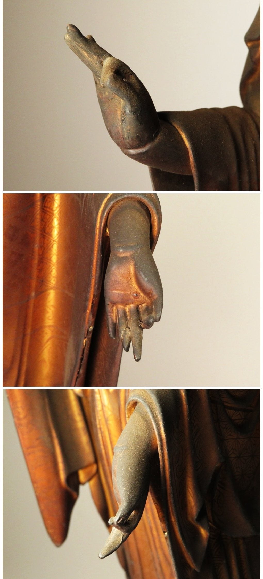 Early Edo Standing Amida Nyorai with Rock-Crystal Gyokugan Eyes — Temple-Release Giltwood Buddhist Sculpture, Museum-Grade Presence