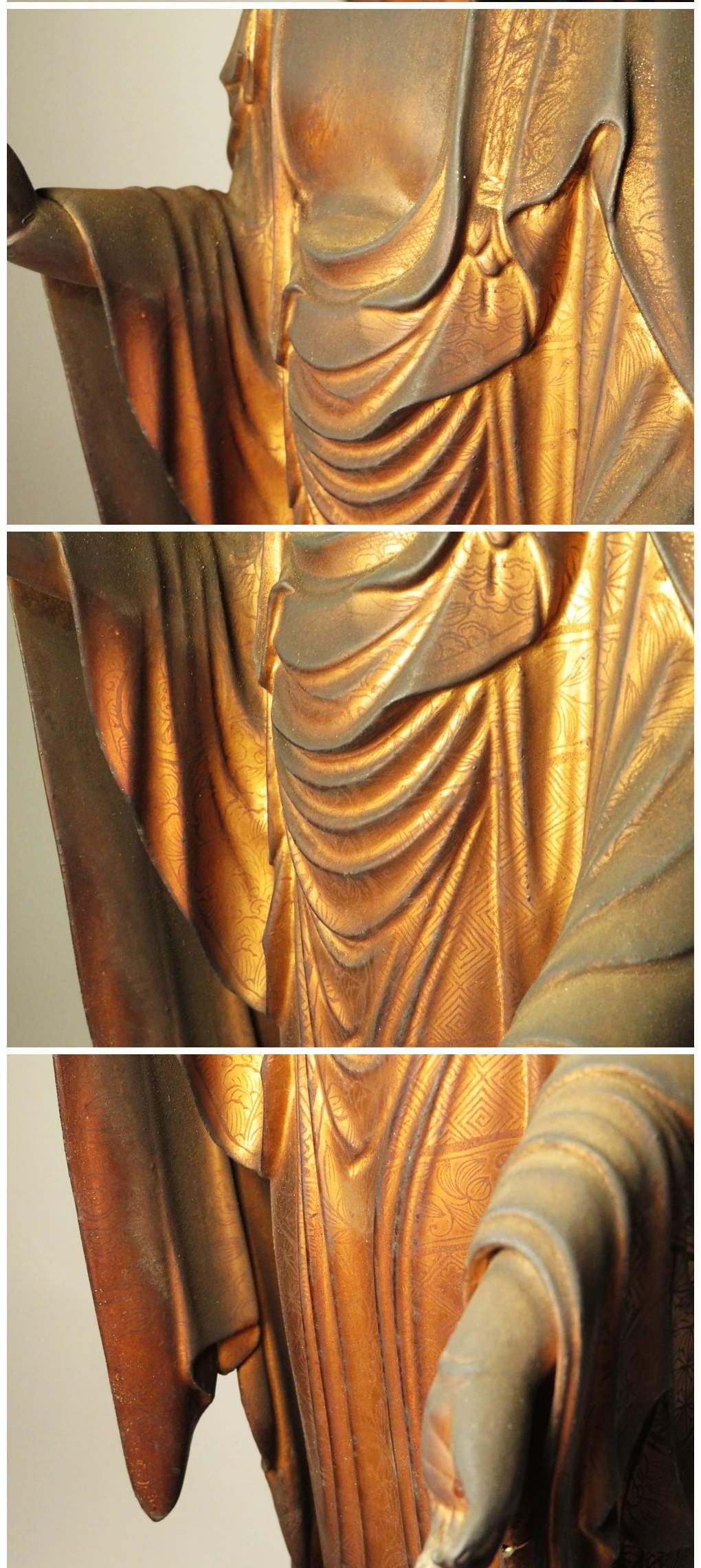 Early Edo Standing Amida Nyorai with Rock-Crystal Gyokugan Eyes — Temple-Release Giltwood Buddhist Sculpture, Museum-Grade Presence