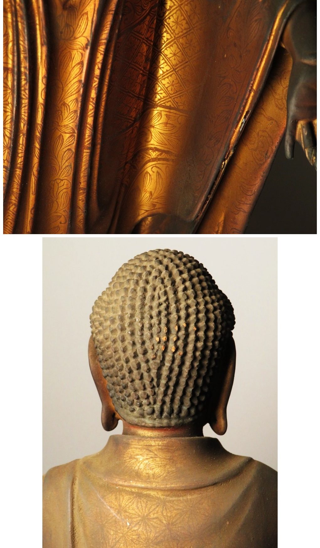 Early Edo Standing Amida Nyorai with Rock-Crystal Gyokugan Eyes — Temple-Release Giltwood Buddhist Sculpture, Museum-Grade Presence