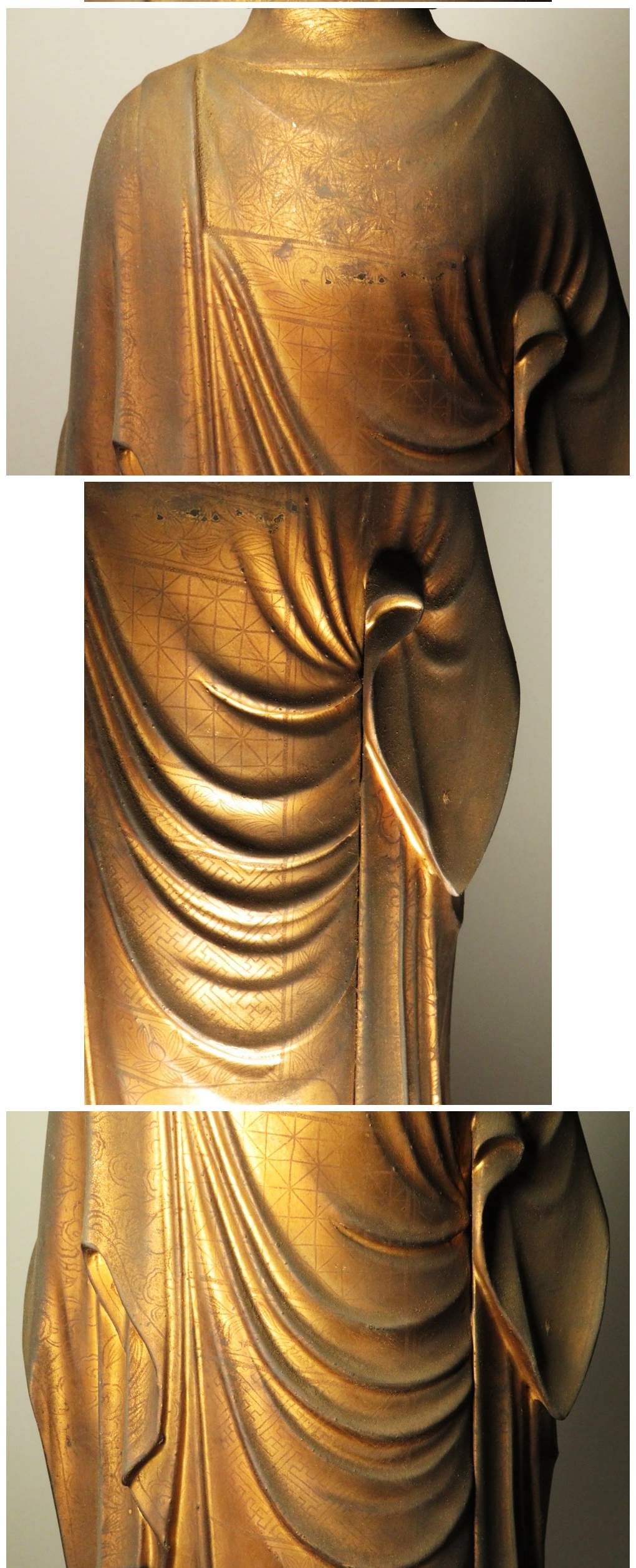 Early Edo Standing Amida Nyorai with Rock-Crystal Gyokugan Eyes — Temple-Release Giltwood Buddhist Sculpture, Museum-Grade Presence