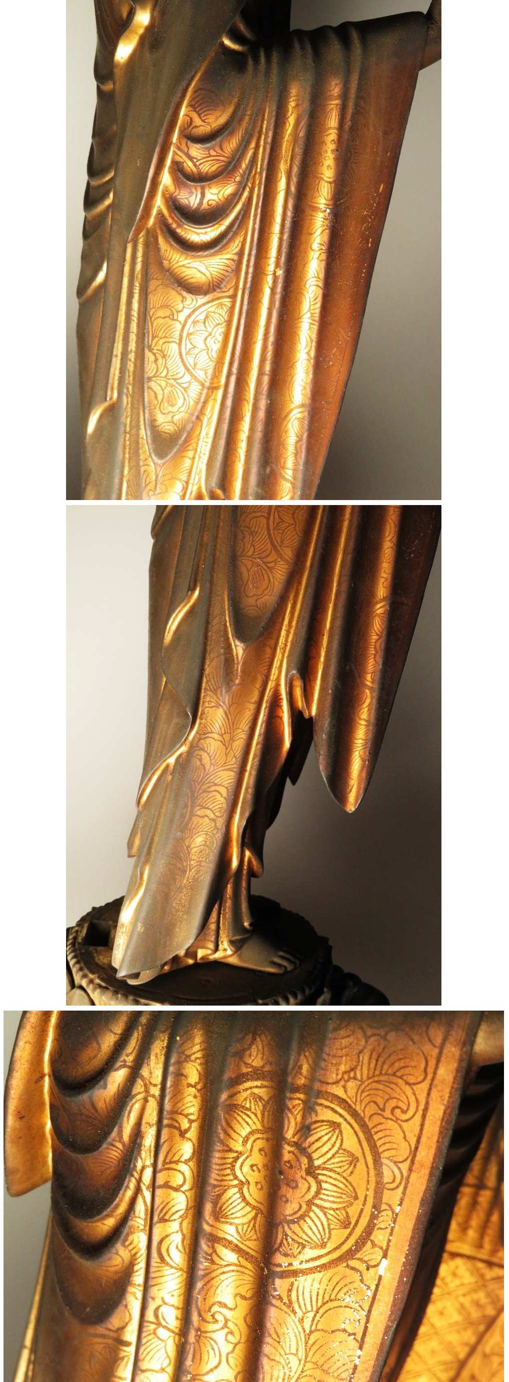 Early Edo Standing Amida Nyorai with Rock-Crystal Gyokugan Eyes — Temple-Release Giltwood Buddhist Sculpture, Museum-Grade Presence