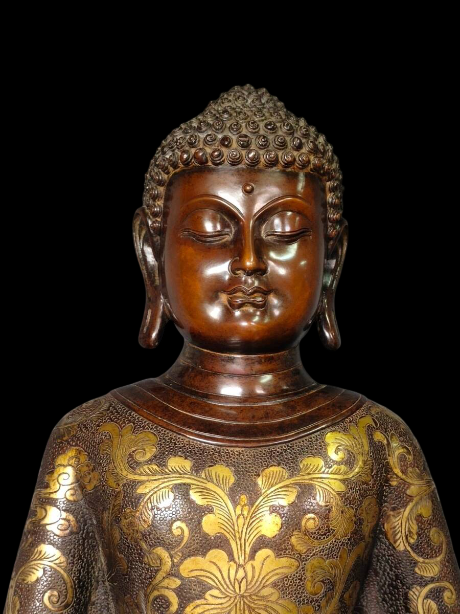 Early Ming Dynasty Gilt Bronze Seated Buddha, Yongle–Xuande Style Chinese Buddhist Sculpture (Antique, 100+ Years)