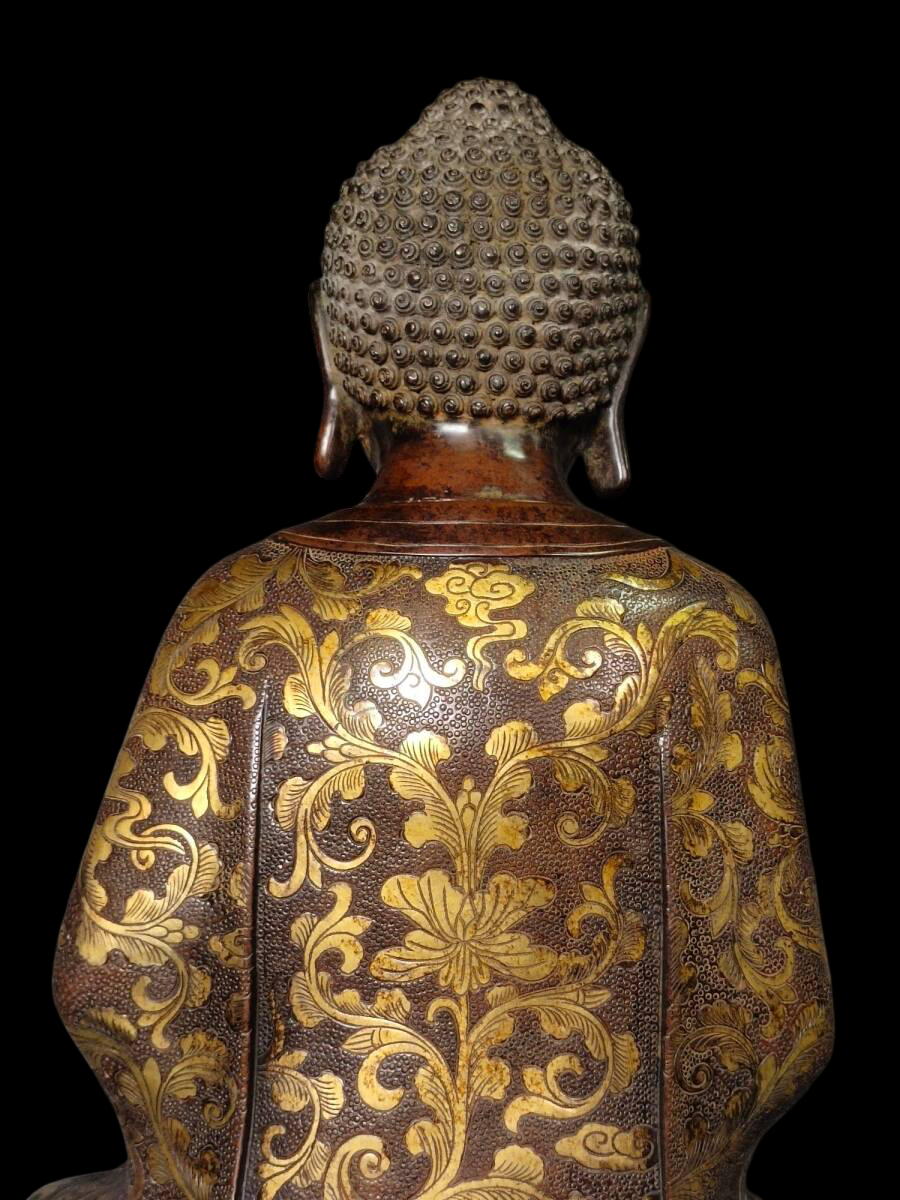 Early Ming Dynasty Gilt Bronze Seated Buddha, Yongle–Xuande Style Chinese Buddhist Sculpture (Antique, 100+ Years)