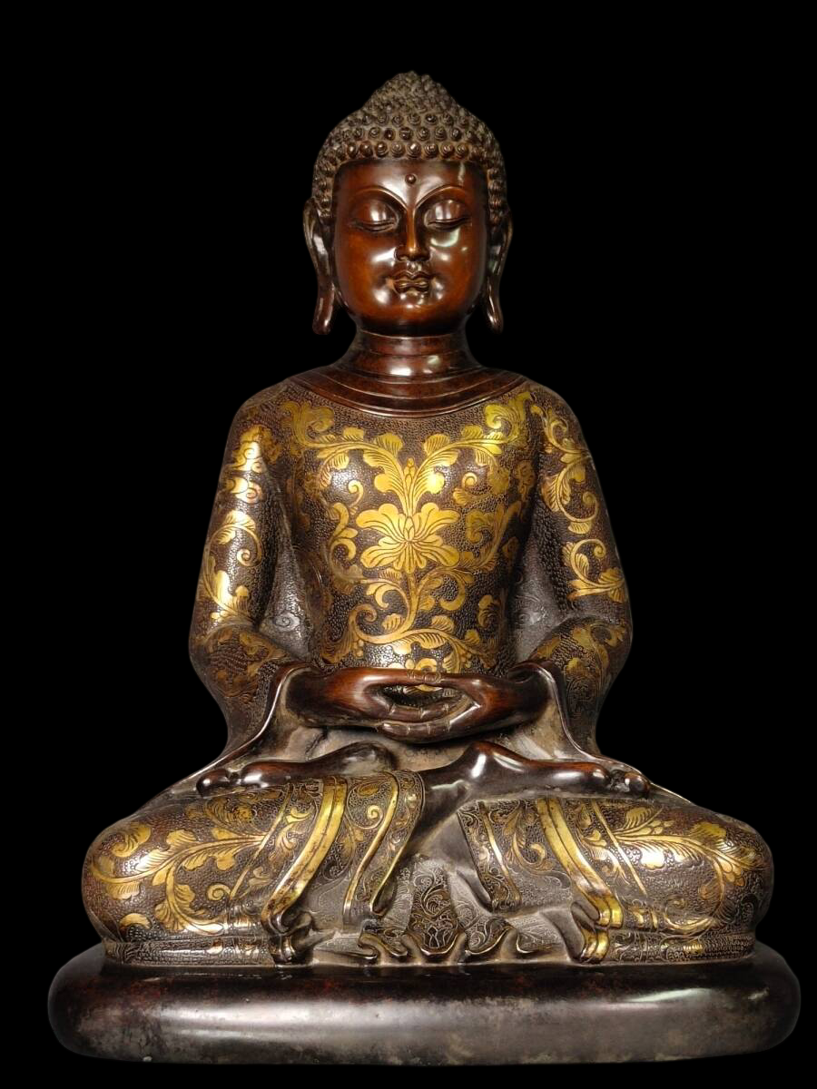 Early Ming Dynasty Gilt Bronze Seated Buddha, Yongle–Xuande Style Chinese Buddhist Sculpture (Antique, 100+ Years)