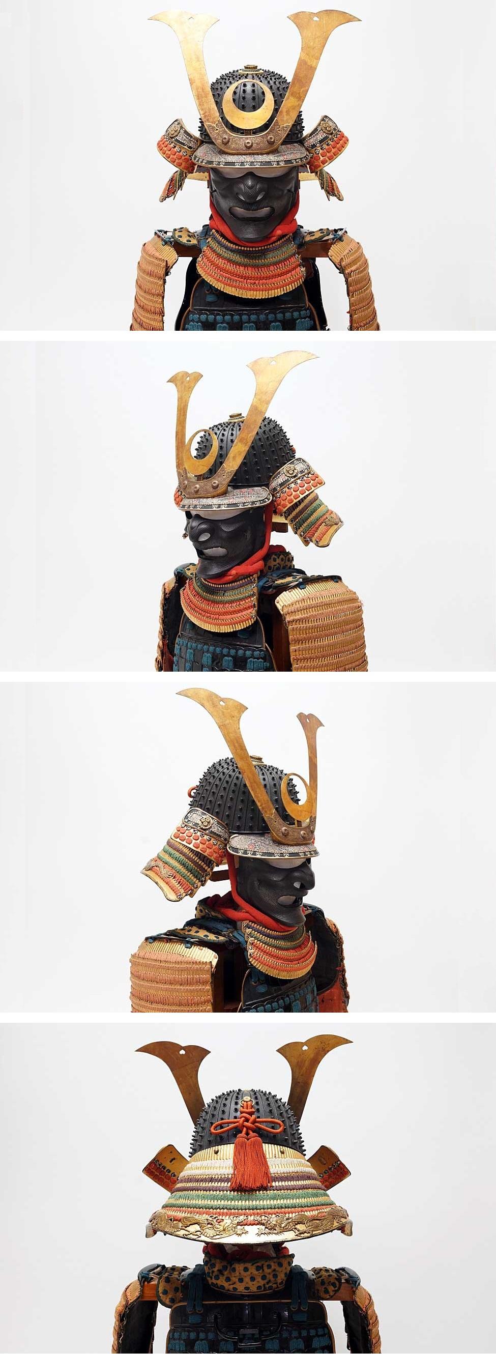 Edo-Period Nimai-Do Gusoku Armor Set | 28-Plate Hoshi Kabuto + Full Crescent Maedate | Black Lacquer + Dragon Fittings | Karabitsu Included