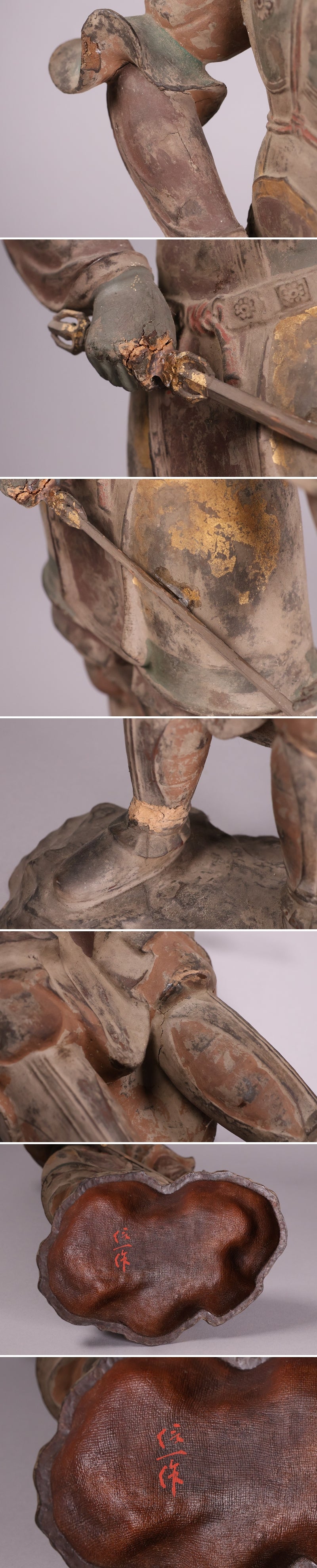 Monumental Twelve Heavenly Generals Guardian (Juni Shinsho) —  Gobara Taisho Type — 53 cm Polychrome Temple Figure, Gilt Traces, Fierce Armor Iconography