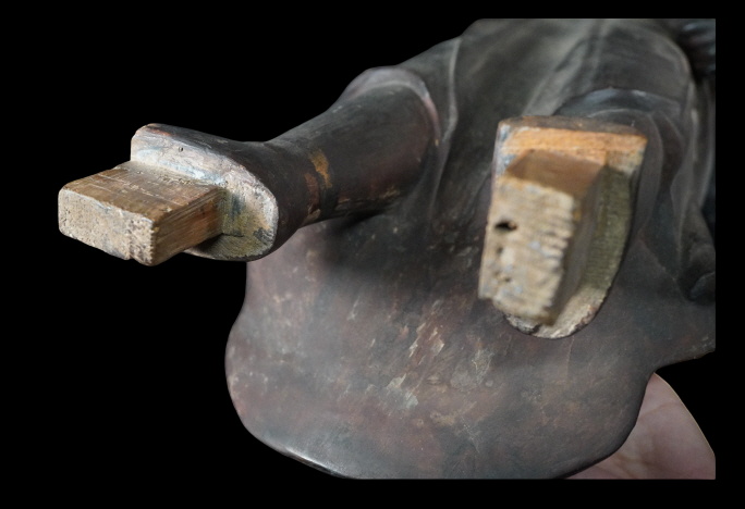 Edo-Period Wooden Fudo Myoo (Gyokugan / Glass Eyes) — Standing Esoteric Guardian Deity Sculpture