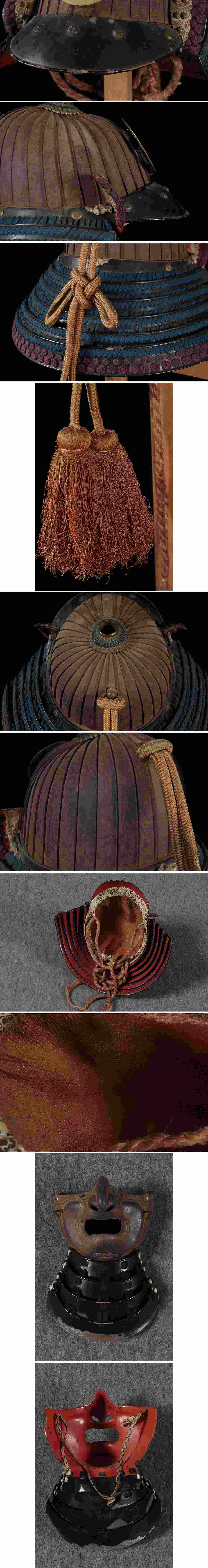 Edo Period 32-Plate Suji-Bachi Kabuto & Full Gusoku Armor | “Cross-in-Circle” Crest Maedate | Indigo Laced Yoroi | Includes Armor Chest