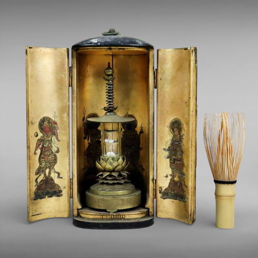Edo Period Gilt Portable Zushi Shrine with Four Heavenly Kings (Shitennō) Panels | Japanese Buddhist Devotional Altar