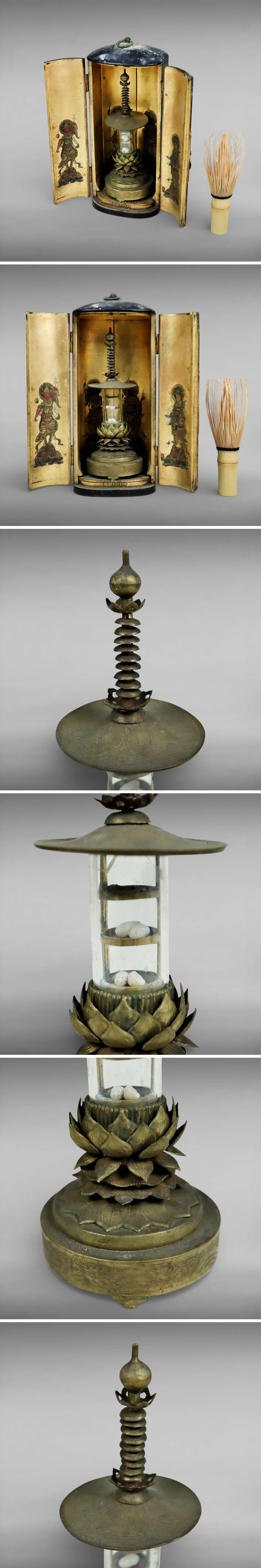 Edo Period Gilt Portable Zushi Shrine with Four Heavenly Kings (Shitennō) Panels | Japanese Buddhist Devotional Altar