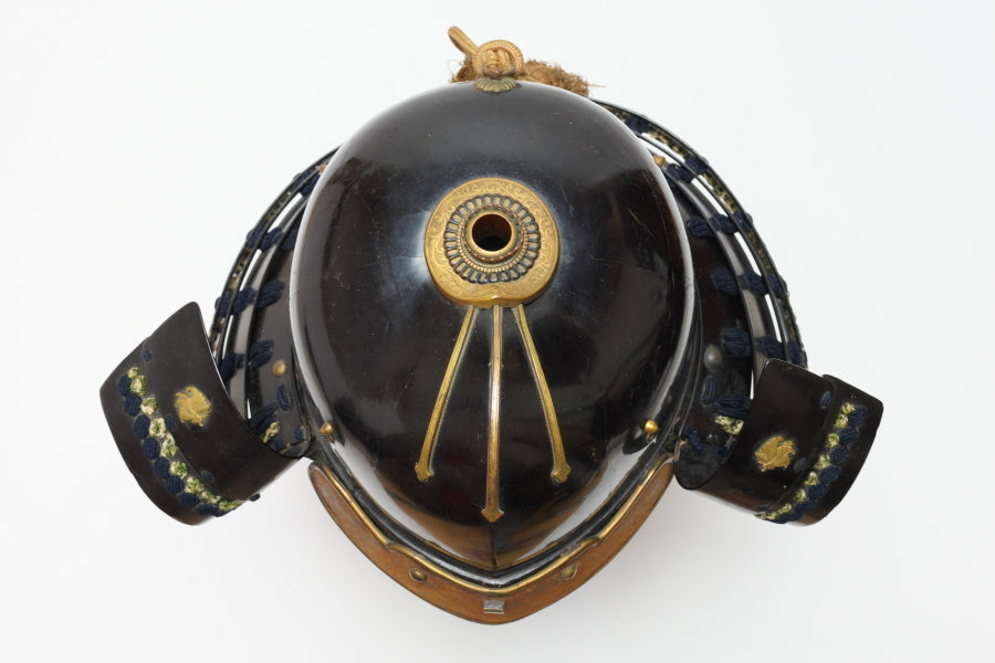 Edo Period Iron-Lacquered Samurai Kabuto with Gakuto Crest | Butterfly Mon | Japanese Armor Helmet
