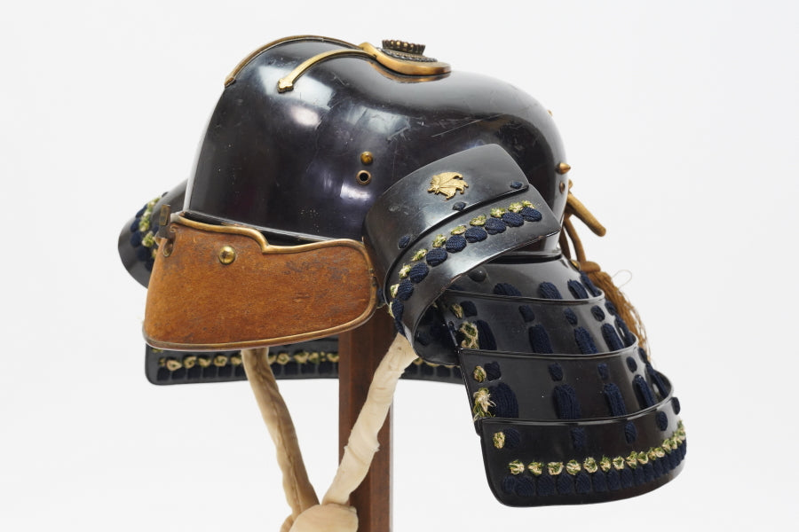 Edo Period Iron-Lacquered Samurai Kabuto with Gakuto Crest | Butterfly Mon | Japanese Armor Helmet
