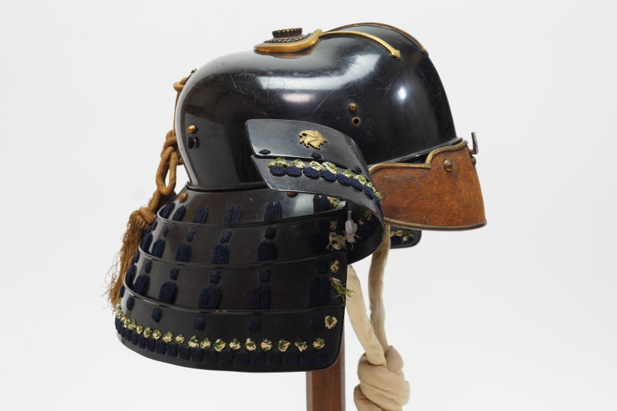 Edo Period Iron-Lacquered Samurai Kabuto with Gakuto Crest | Butterfly Mon | Japanese Armor Helmet