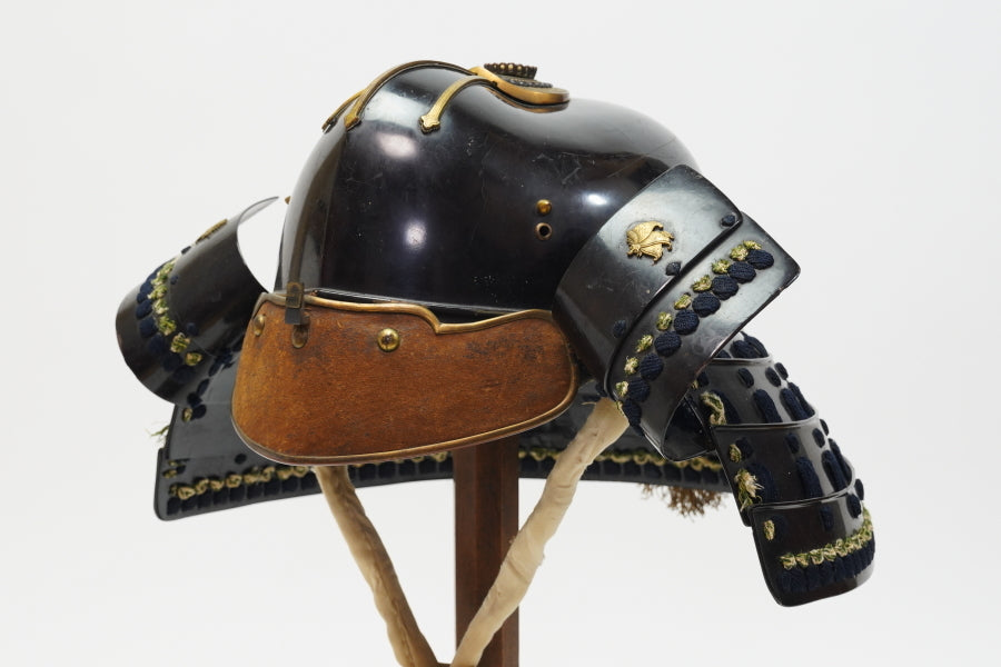 Edo Period Iron-Lacquered Samurai Kabuto with Gakuto Crest | Butterfly Mon | Japanese Armor Helmet