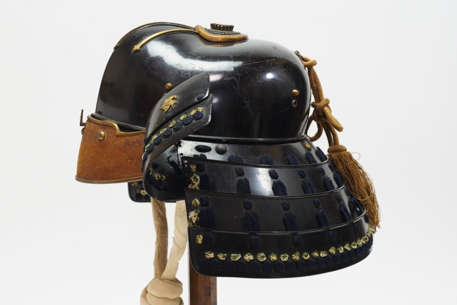 Edo Period Iron-Lacquered Samurai Kabuto with Gakuto Crest | Butterfly Mon | Japanese Armor Helmet