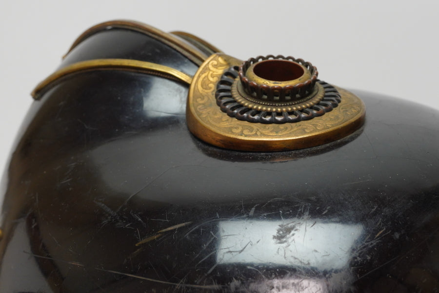 Edo Period Iron-Lacquered Samurai Kabuto with Gakuto Crest | Butterfly Mon | Japanese Armor Helmet