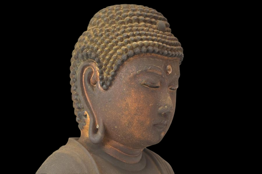 Edo Period Japanese Amida Nyorai (Amitabha) Wooden Seated Buddha with Mandorla (Antique, 100+ Years)