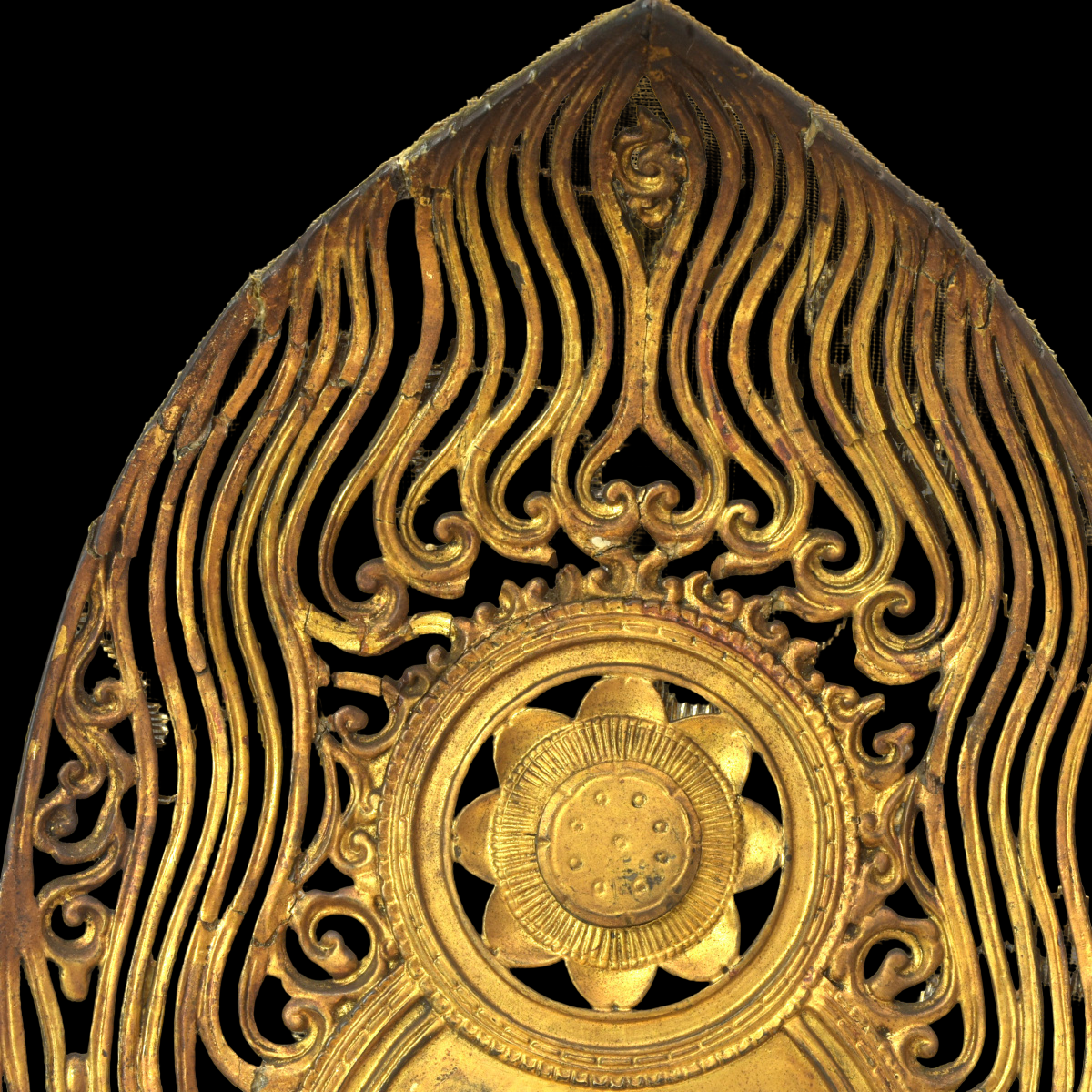 Edo Period Japanese Amida Nyorai (Amitabha) Wooden Seated Buddha with Mandorla (Antique, 100+ Years)