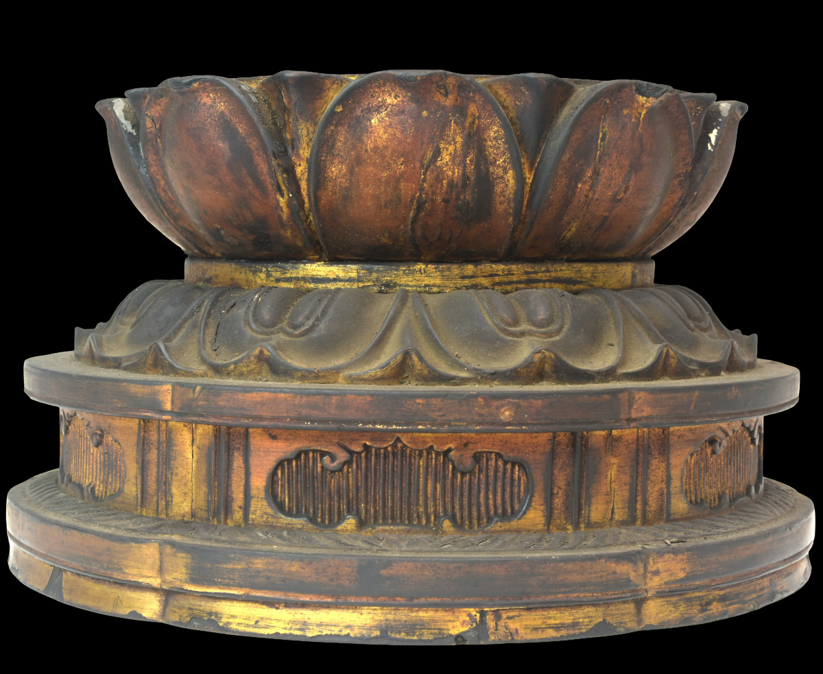 Edo Period Japanese Amida Nyorai (Amitabha) Wooden Seated Buddha with Mandorla (Antique, 100+ Years)