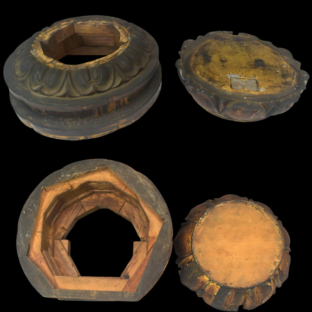 Edo Period Japanese Amida Nyorai (Amitabha) Wooden Seated Buddha with Mandorla (Antique, 100+ Years)