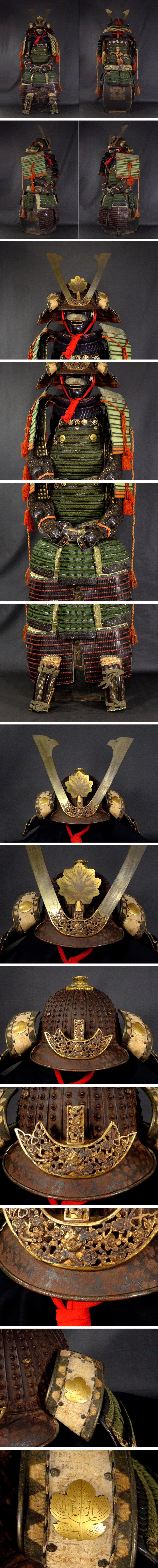 Edo Period Museum-Grade Gusoku Yoroi Armor — “Kajio Masanobu” Manner, Thirty-Two Plate Suji Kabuto, Signed-Style Iron Armor with Silk-Laced Kozane, Complete Display Ensemble